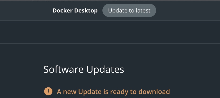 Docker Dektop Update Button in Newer Version